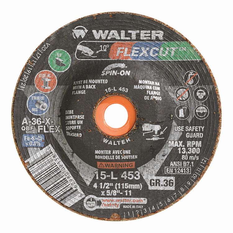 Walter 15-L 453 Grinding Wheel 4-1/2" 36 Grit (Box of 25)-ShopWeldingSupplies.com