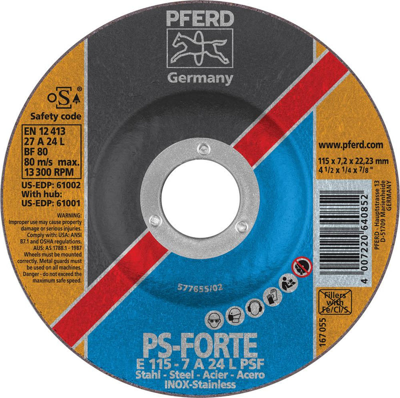 Pferd 61002 PS Forte 4-1/2"x1/4"x7/8" Grinding Wheel (Package of 10)-ShopWeldingSupplies.com