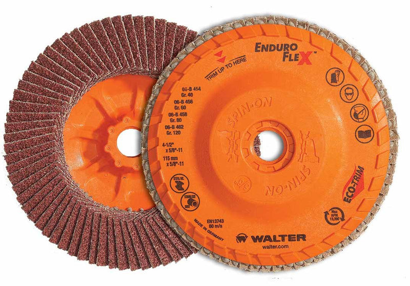 Walter 06-B 456 ENDURO-FLEX™ 4-1/2"x5/8"-11 Thread Flap Disc 60GR (Package of 10)-ShopWeldingSupplies.com