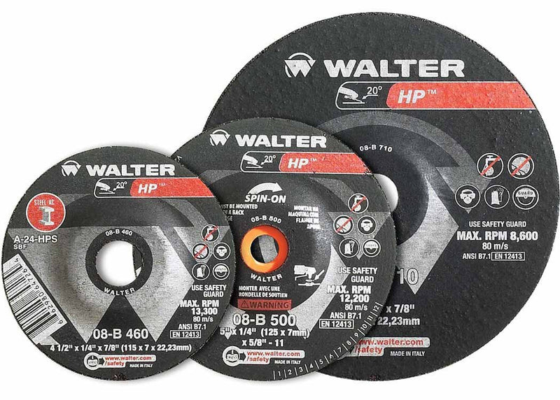 Walter 08-B 500 HP™ 5"x1/4"x5/8"-11 Thread Grinding Wheel (Box of 20)-ShopWeldingSupplies.com