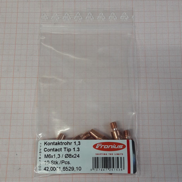 Fronius M6 Contact Tip 1.3mm - Pack of 10 (42,0001,6529,10)-ShopWeldingSupplies.com