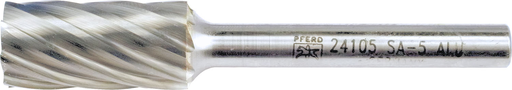 Pferd Carbide Bur - Cylind. Plain End, ALU Cut 1/2" x 1" x 1/4" Shank - SA-5 (EDP 24105)-ShopWeldingSupplies.com