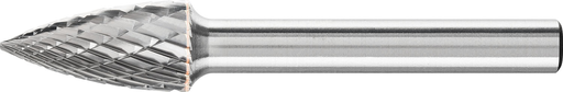 Pferd Carbide Bur - Tree Shape (Pointed), DBL Cut 3/8'' x 3/4'' x 1/4'' Shank - SG-3 ( EDP 24802)-ShopWeldingSupplies.com
