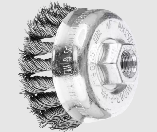 Pferd 82220 2-3/4'' Knot Wire Cup Brush .020 CS Wire, 5/8-11 Thread (EDP 82220)-ShopWeldingSupplies.com
