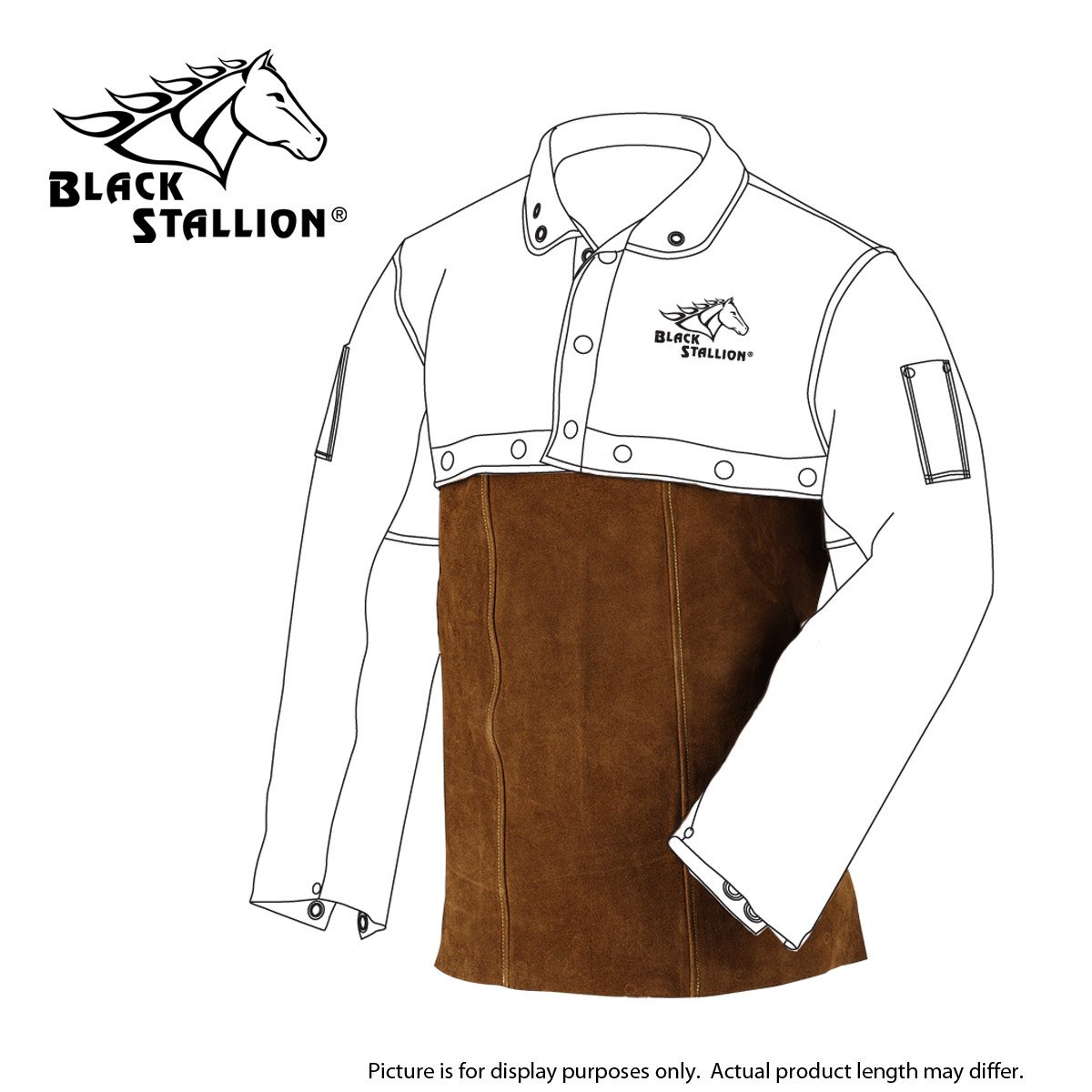 Revco 24WB Brown Leather Split Cowhide Welding Bib - 24"-ShopWeldingSupplies.com
