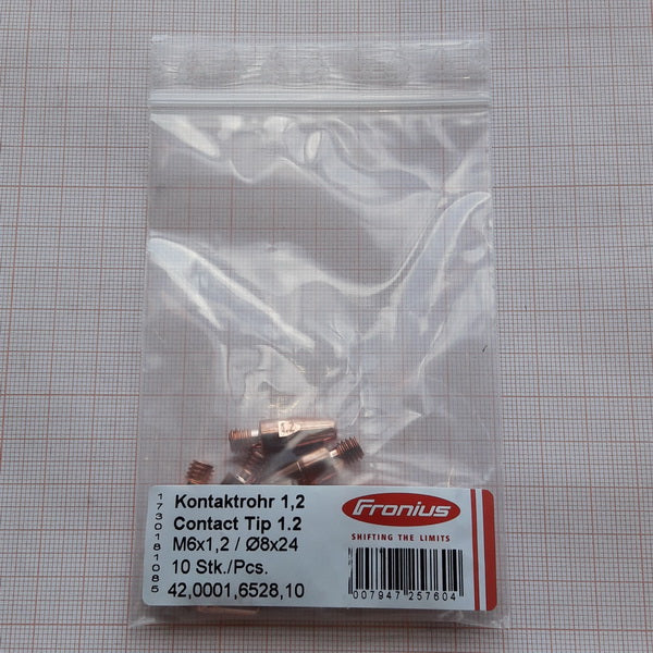 Fronius Contact Tip 1.2/M6/8X24mm (42,0001,6528) (Package of 10)-ShopWeldingSupplies.com