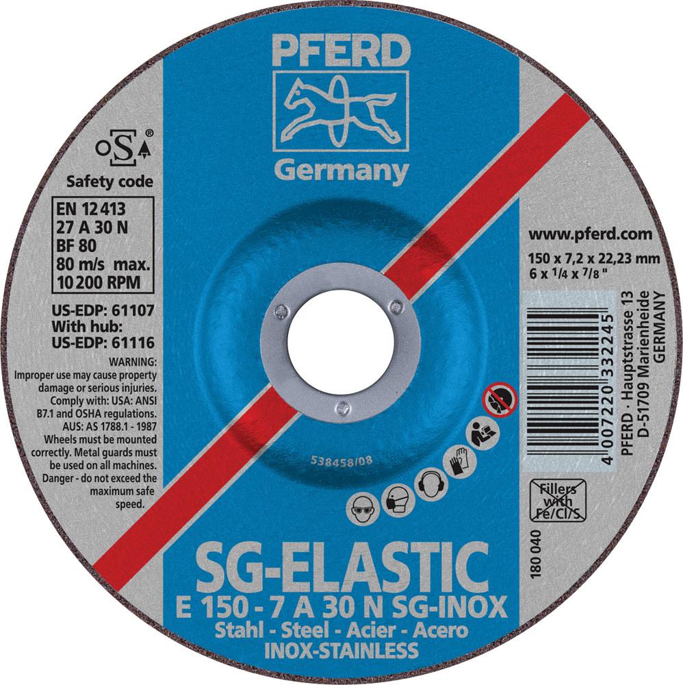 Pferd 61107 SG Elastic 6"x1/4"x7/8" Grinding Wheel (Package of 10)-ShopWeldingSupplies.com
