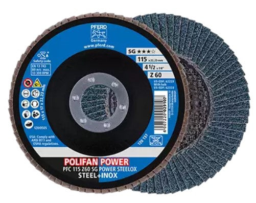 Pferd 62223 Flap Disc 4-1/2 x 7/8 60 Grit (Package of 10)-ShopWeldingSupplies.com