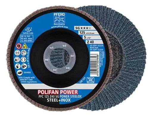 Pferd 62225 Flap Disc 5 x 7/8 40 Grit (Package of 10)-ShopWeldingSupplies.com