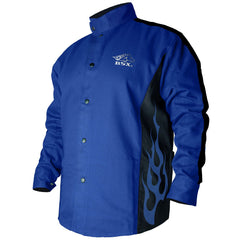 Revco BSX® Cotton Welding Jacket: Royal Blue Flames - BXRB9C-ShopWeldingSupplies.com