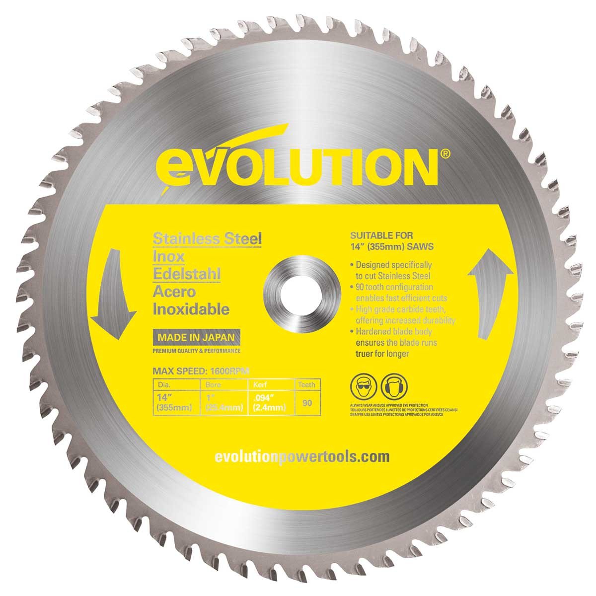 Evolution 14BLADESSN 14" Stainless Steel Metal Cutting Saw Blade-ShopWeldingSupplies.com