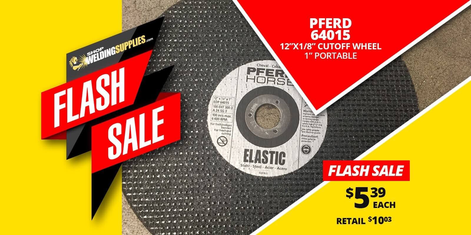 PFERD 64015 12"X1/8" Cutoff Wheel (For steel) 1" Portable (Package of 20)-ShopWeldingSupplies.com