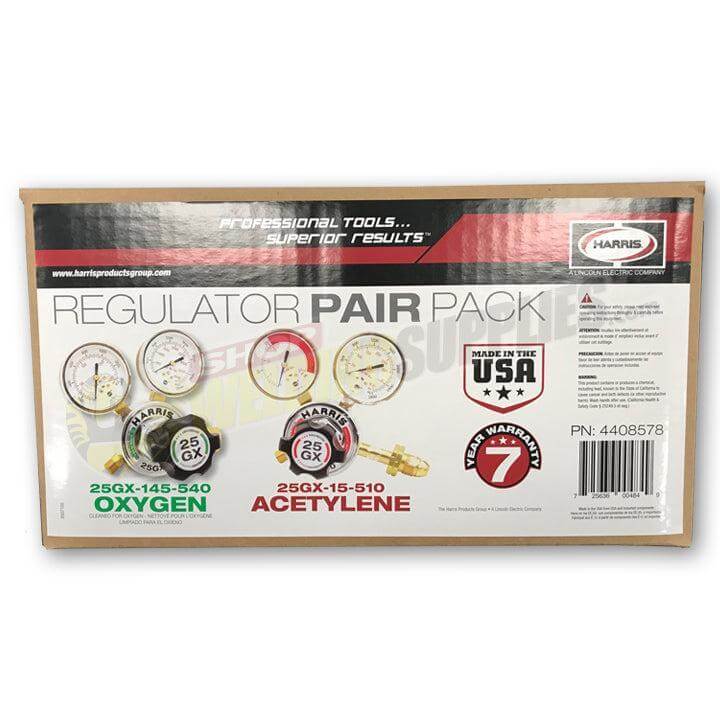 Harris Regulator PAIR Pack 25GX-145-540 AND 25GX-15-510 Oxygen and Acetylene-ShopWeldingSupplies.com