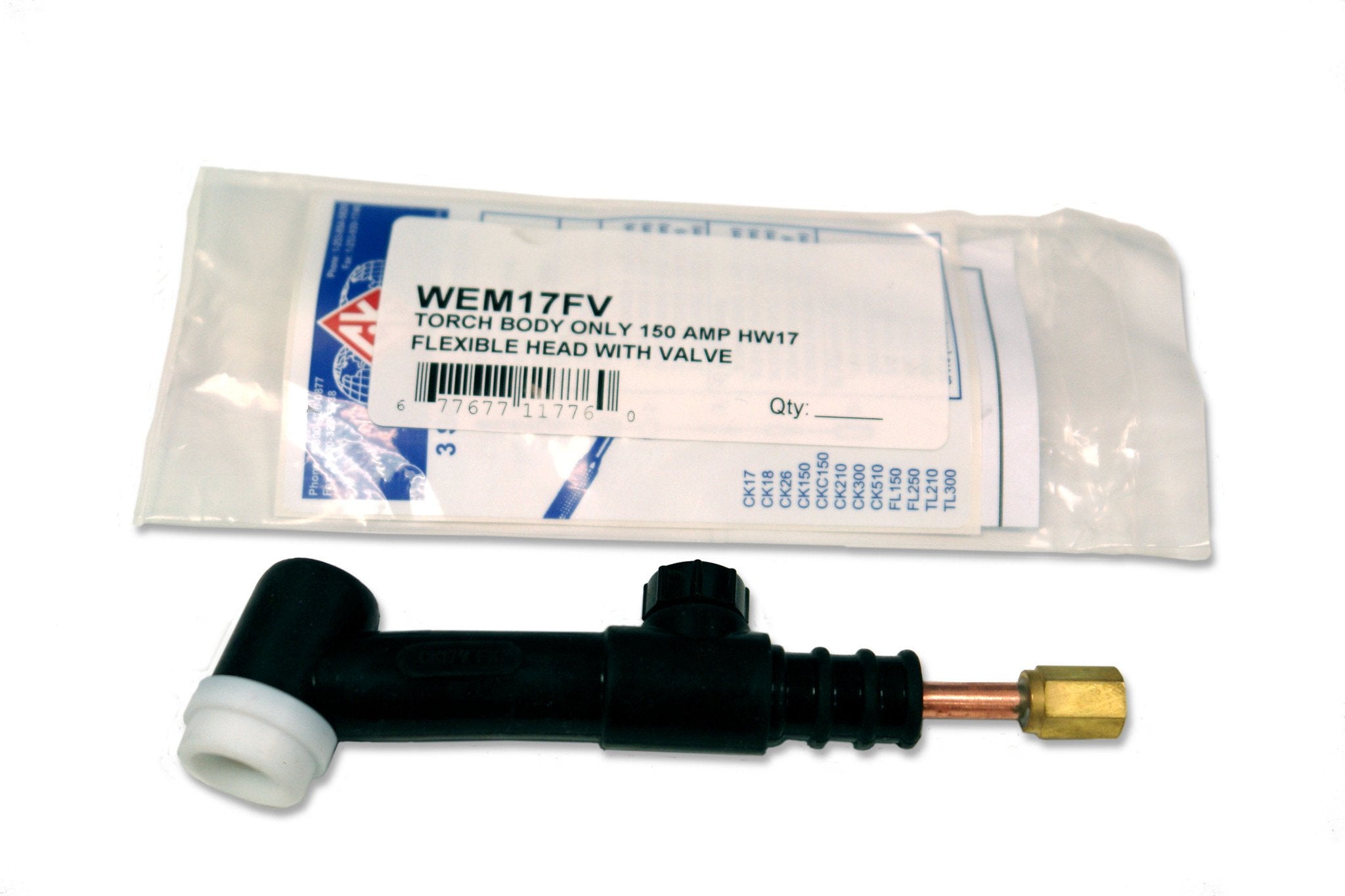 Weldmark HW17 150A Flexible Torch Head W/ Valve-ShopWeldingSupplies.com
