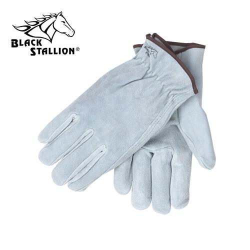Black Stallion (Revco) 10 Series Professional Driver and Light Duty Work Gloves: Gray Split Cowhide-ShopWeldingSupplies.com