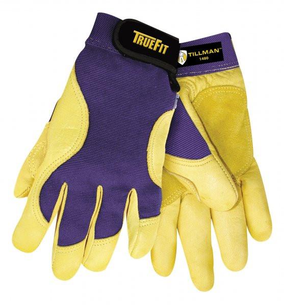Tillman 1480 Truefit™ Palm/Purple Deerskin Work Gloves (12 Pair)-ShopWeldingSupplies.com