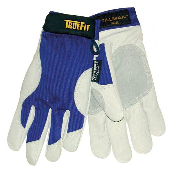Tillman 1485 Truefit™ Pearl/Blue Pigskin Work Gloves (12 Pair)-ShopWeldingSupplies.com