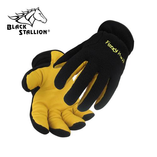 Revco 15FH-BLK Fuzzyhand Winter Gloves: Work Black Fleece/Pigskin