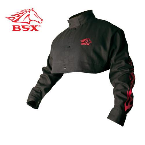 Revco BX21CS BSX FR Cotton Cape Sleeve Black W/Red Flames-ShopWeldingSupplies.com