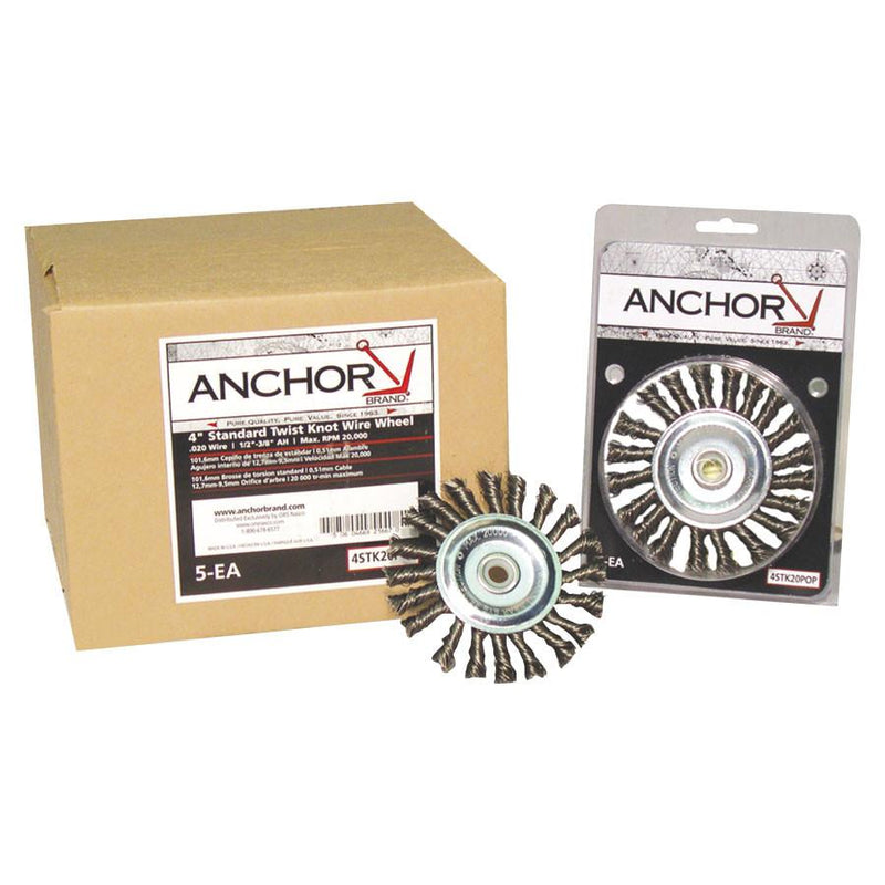 Anchor 4S58S 4" Stainless Steel Wire Knot Wheel Brush (Box of 5)-ShopWeldingSupplies.com