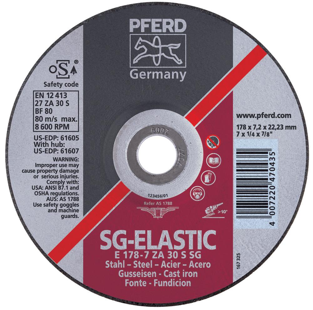 Pferd 61607 SG Elastic 7"x1/4"x5/8" 11 Thread Grinding Wheel (Package of 10)-ShopWeldingSupplies.com