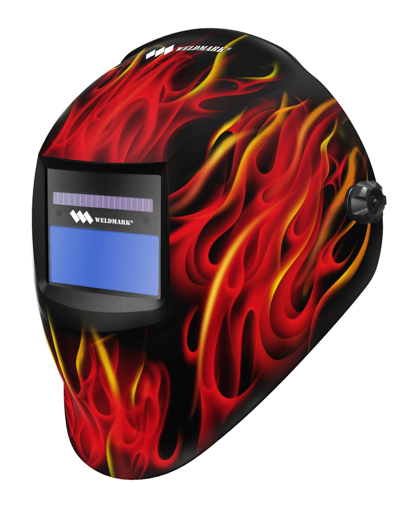 Weldmark Auto Darkening Red Flames Welding Helmet (RF8VS9-13)-ShopWeldingSupplies.com