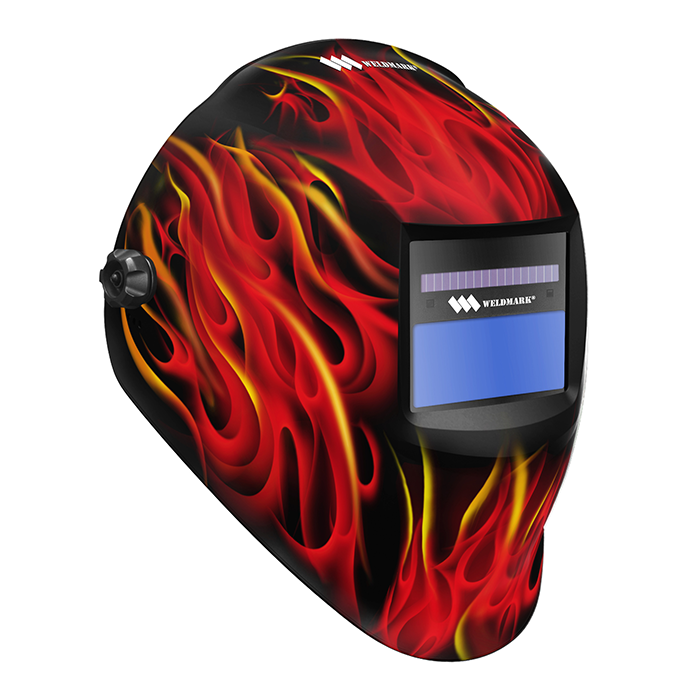 Weldmark Auto Darkening Red Flames Welding Helmet (RF8VS9-13)-ShopWeldingSupplies.com