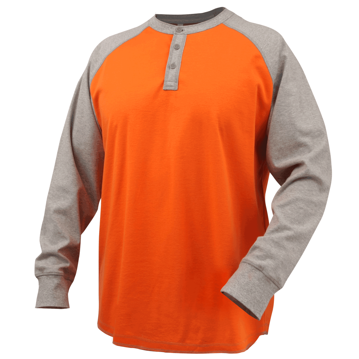 Revco (Black Stallion) Flame Resistant Cotton Knit Long-Sleeve Henley (Gray/Orange)-ShopWeldingSupplies.com