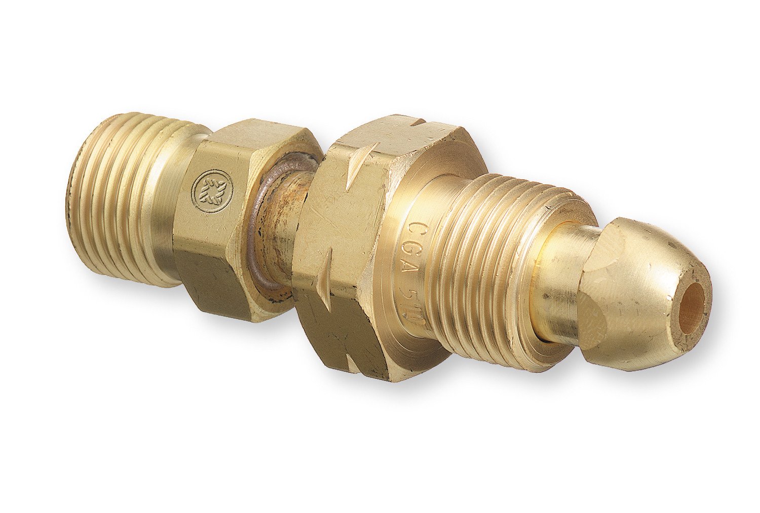 Western Enterprises 15 Brass CGA-510 to CGA-300 Adapter-ShopWeldingSupplies.com